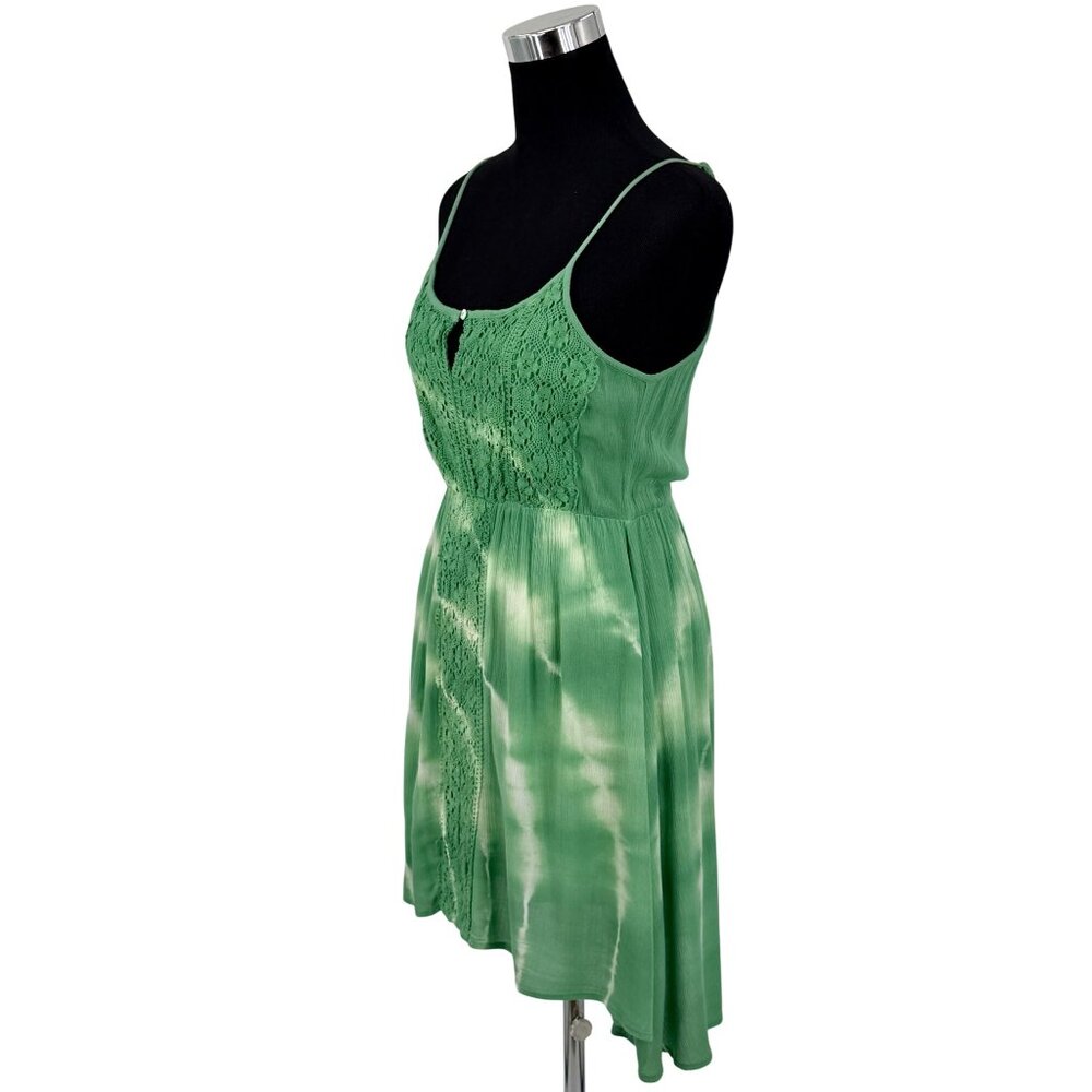 NWOT Green Crochet Tie Dye Mini Slip Dress S | Boho Grunge Fairycore Whimsigoth - Picture 9 of 16